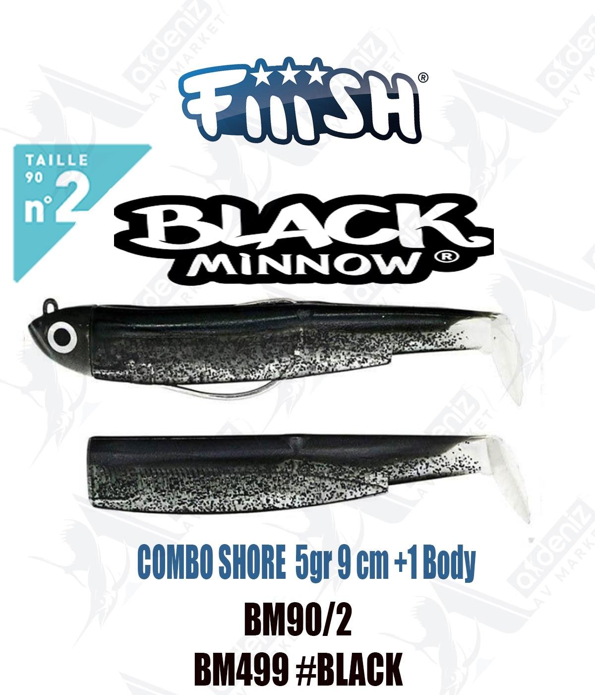 Fiiish Black Minnow BM90/2 Combo Shore +1 Body 9 cm 5 gr Silikon Yem No:2 Color:Bm1306 #NoirFİİİSH