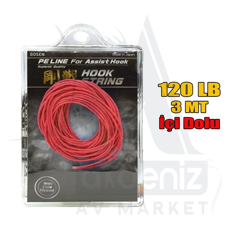 Gosen Hook String PE Asist İpi 120 Lb 3 mt Red (Kırmızı) Assist LineGOSEN