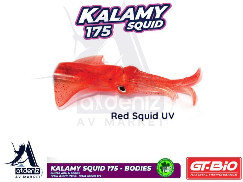 GT-BİO Kalamy Squid 175 2x Bodies Silikon Kalamar Yedek Gövde # Red Squid UVGT-BİO