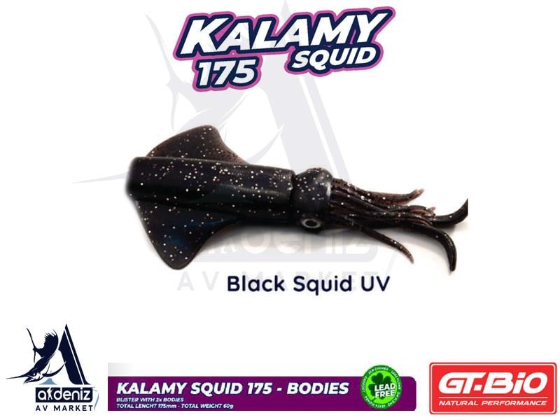 GT-BİO Kalamy Squid 175 2x Bodies Silikon Kalamar Yedek Gövde # Black Squid UVGT-BİO