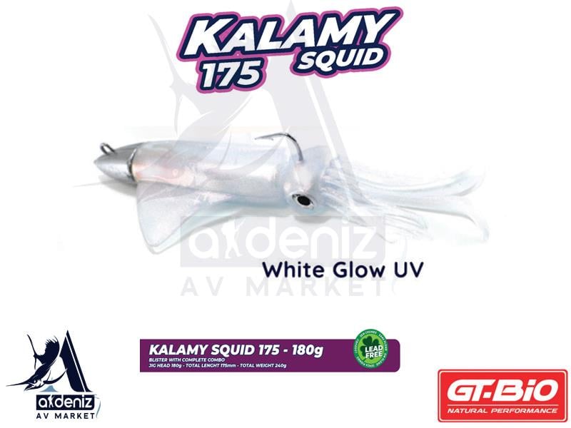 GT-BİO Kalamy Squid 175 Combo 17,5 cm 180 gr Silikon Kalamar # White Glow UVGT-BİO
