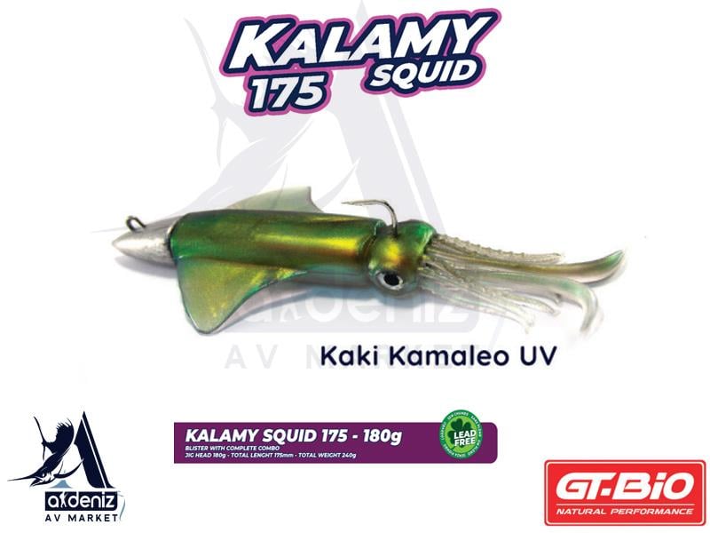 GT-BİO Kalamy Squid 175 Combo 17,5 cm 180 gr Silikon Kalamar # Kaki Kamaleo UVGT-BİO