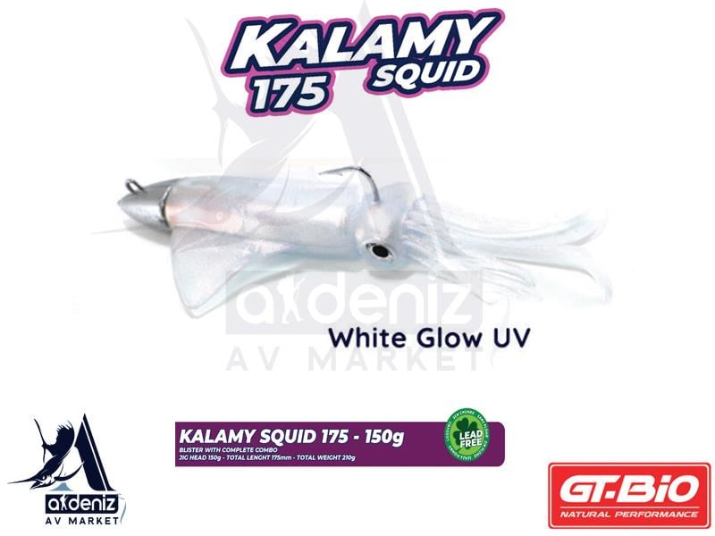 GT-BİO Kalamy Squid 175 Combo 17,5 cm 150 gr Silikon Kalamar # White Glow UVGT-BİO