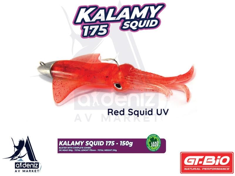 GT-BİO Kalamy Squid 175 Combo 17,5 cm 150 gr Silikon Kalamar # Red Squid UVGT-BİO
