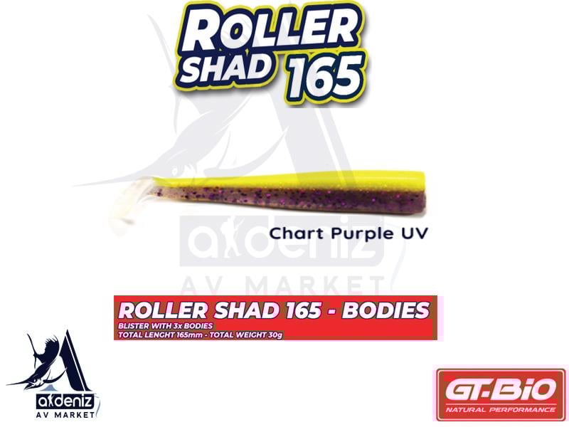 GT-BİO Roller Shad 165 Body Silikon Balık (Yedek Gövde) # Chart Purple Glass UVGT-BİO