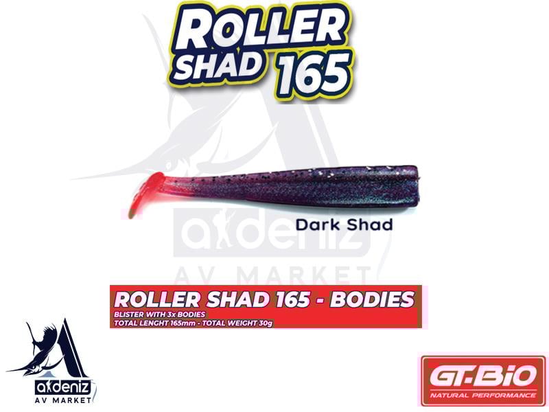 GT-BİO Roller Shad 165 Body Silikon Balık (Yedek Gövde) # Dark Shad UVGT-BİO