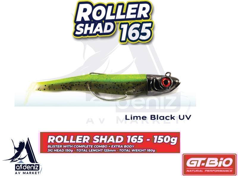 GT-BİO Roller Shad 165 Combo + Body 16,5 cm 150 gr Silikon Balık # Lime Black UVGT-BİO