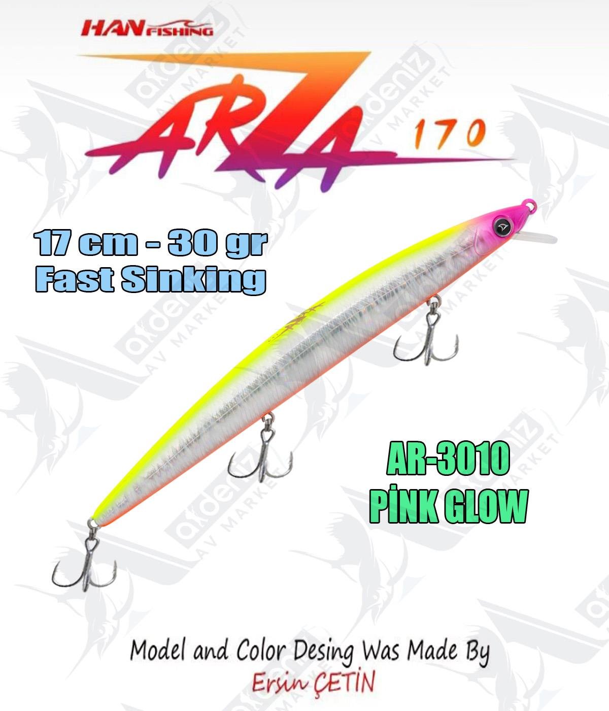 Hanfish Arıza 170 mm 30 gr Fast Sinking Maket Balık Color: Ar-3010 #Pink Clow HAN FİSHİNG