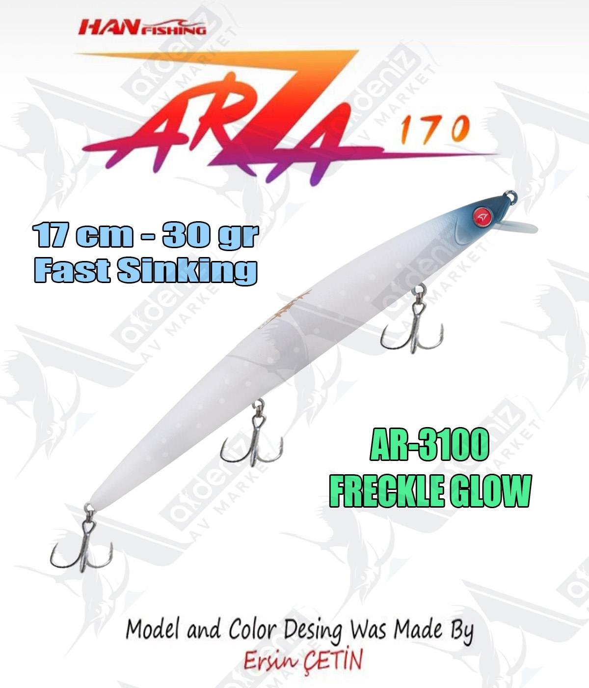 Hanfish Arıza 170 mm 30 gr Fast Sinking Maket Balık Color: Ar-3100 #Freckled Glow HAN FİSHİNG