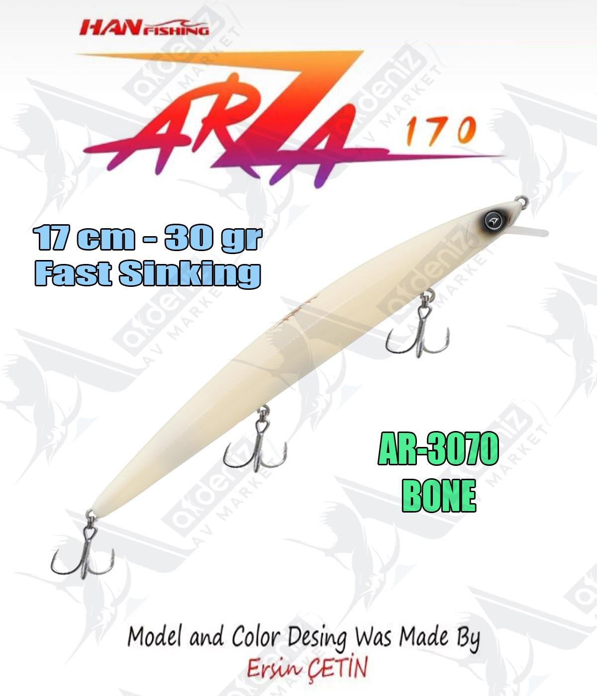 Hanfish Arıza 170 mm 30 gr Fast Sinking Maket Balık Color: Ar-3070 #Bone HAN FİSHİNG