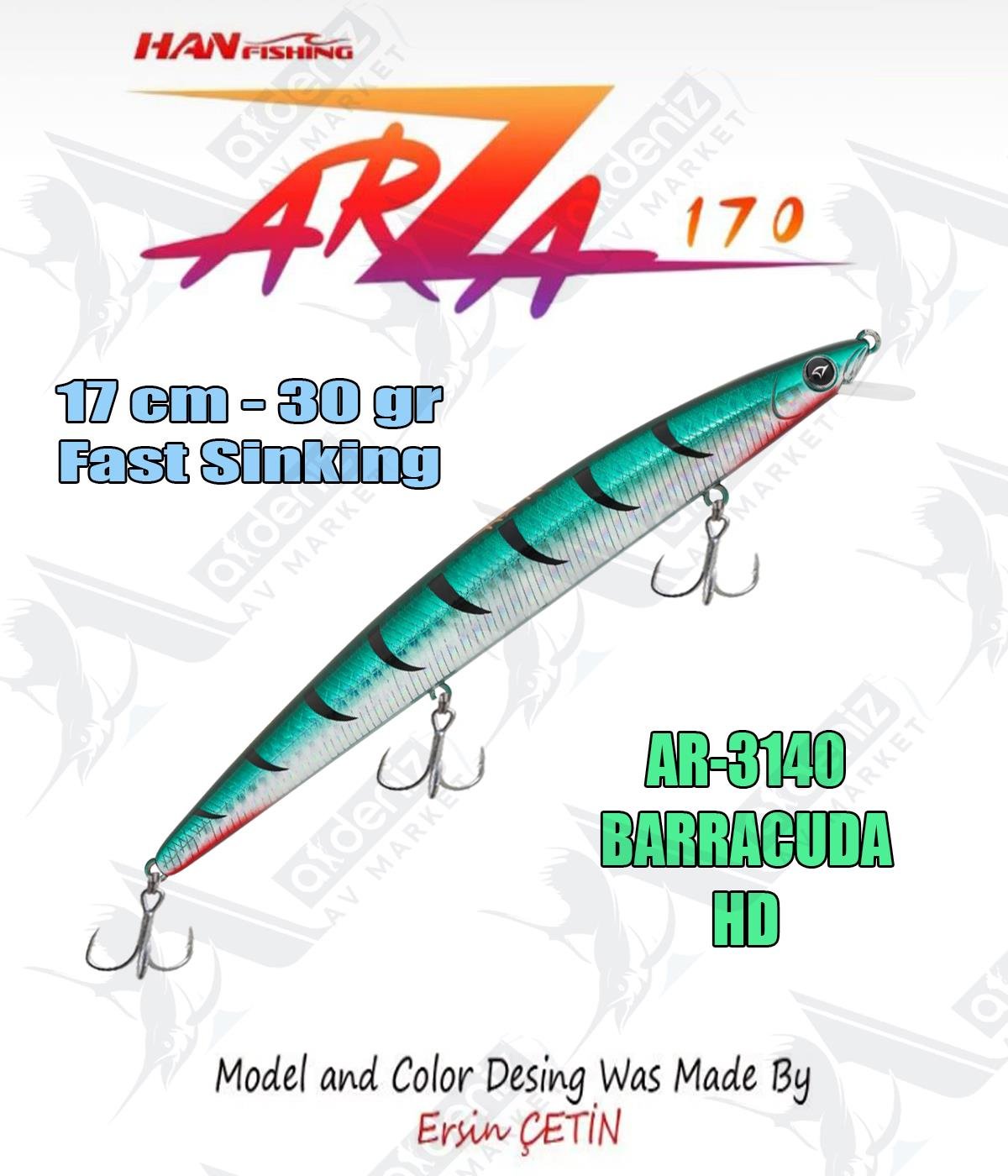 Hanfish Arıza 170 mm 30 gr Fast Sinking Maket Balık Color: Ar-3140 #Barracuda HDHAN FİSHİNG