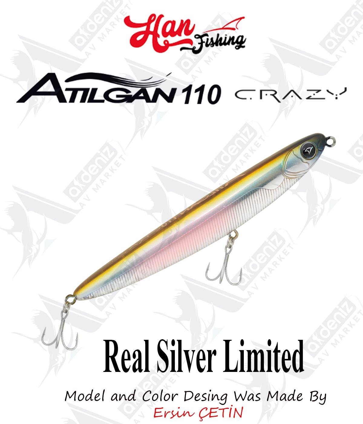 Hanfish Atılgan 110 Crazy WTD Su Üstü Maket Balık #ATC-176 Real Silver LimitedHAN FİSHİNG