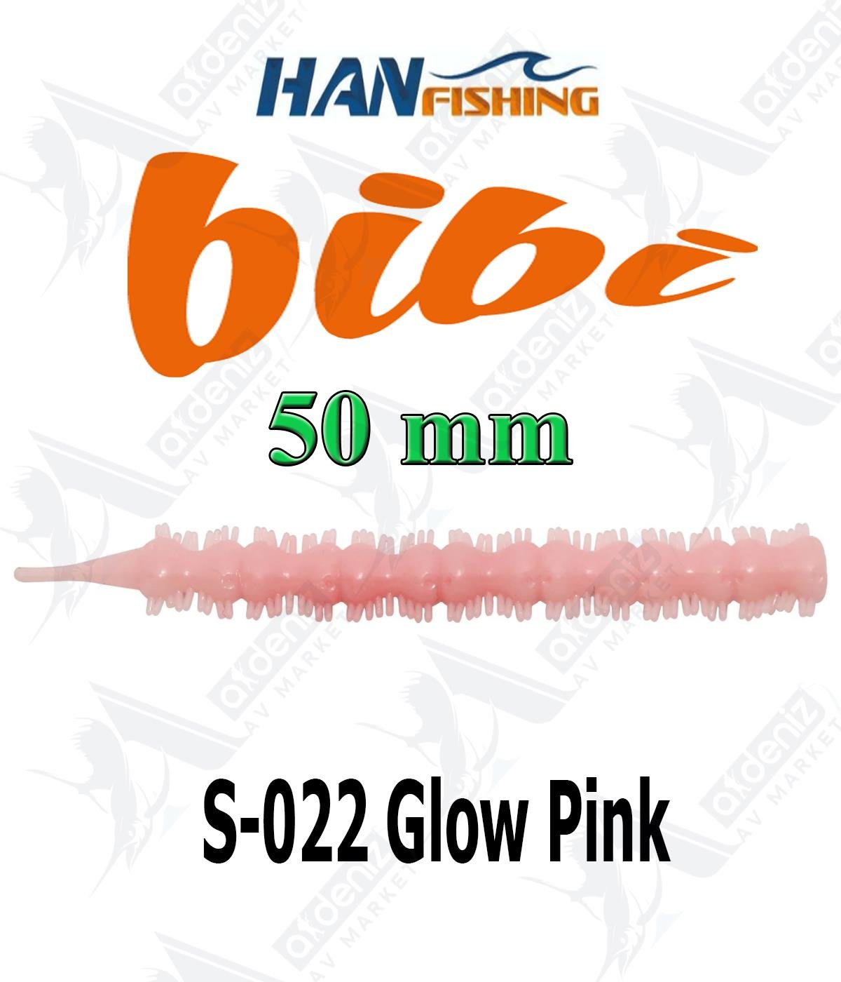 Hanfish Bibi 50 mm Lrf/Aji Silikon Kurt 18' li Paket #S-022 Glow PinkHAN FİSHİNG