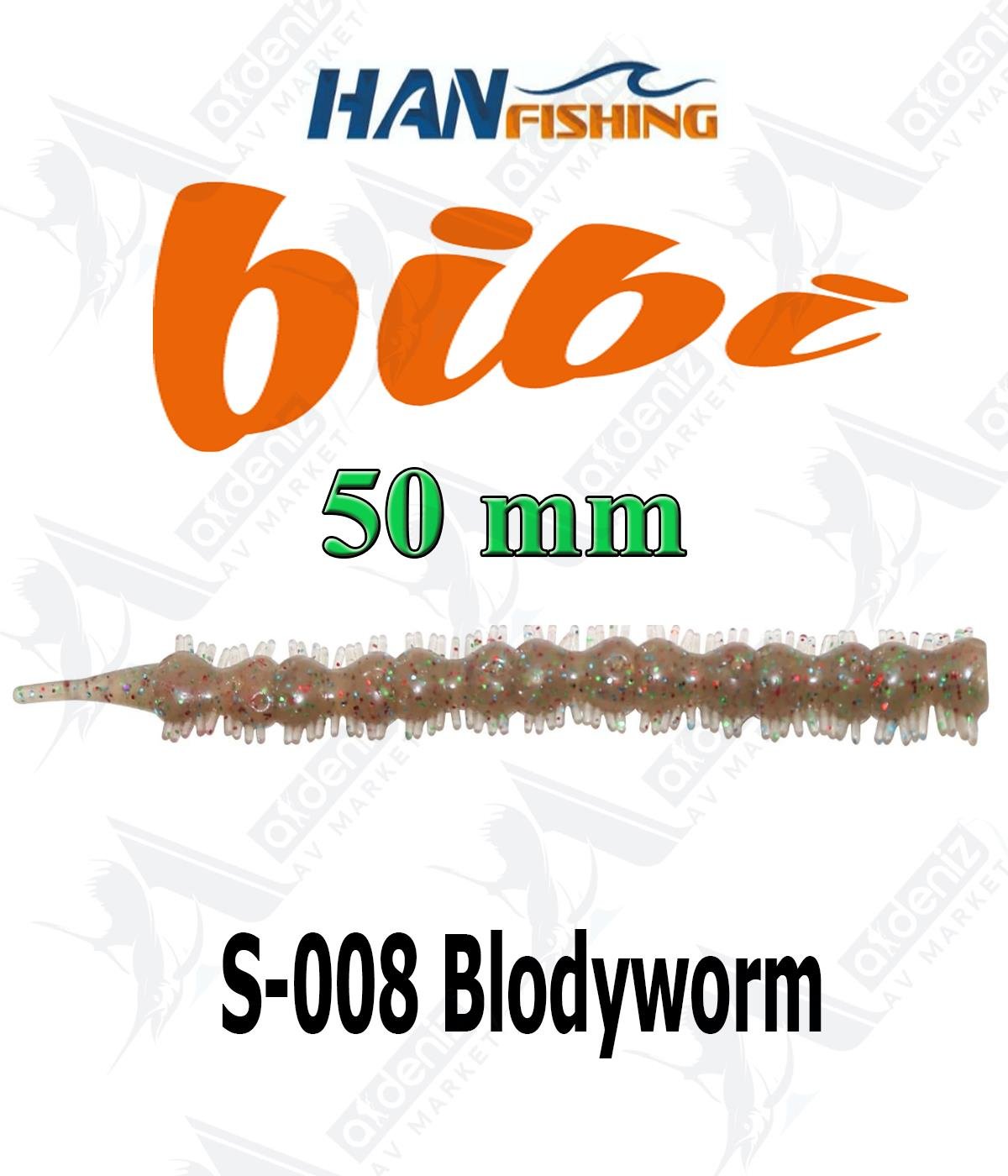 Hanfish Bibi 50 mm Lrf/Aji Silikon Kurt 18' li Paket #S-008 BlodywormHAN FİSHİNG