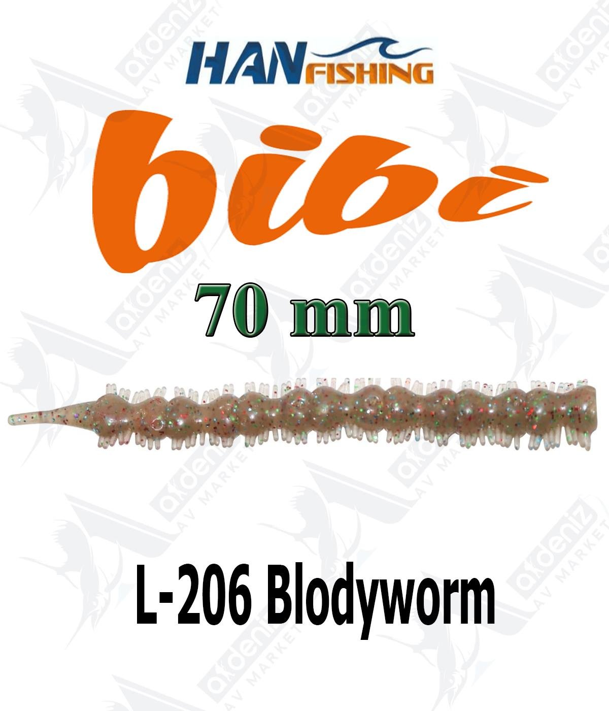 Hanfish Bibi 70 mm Lrf/Aji Silikon Kurt 18' li Paket #L-206 BlodywormHAN FİSHİNG