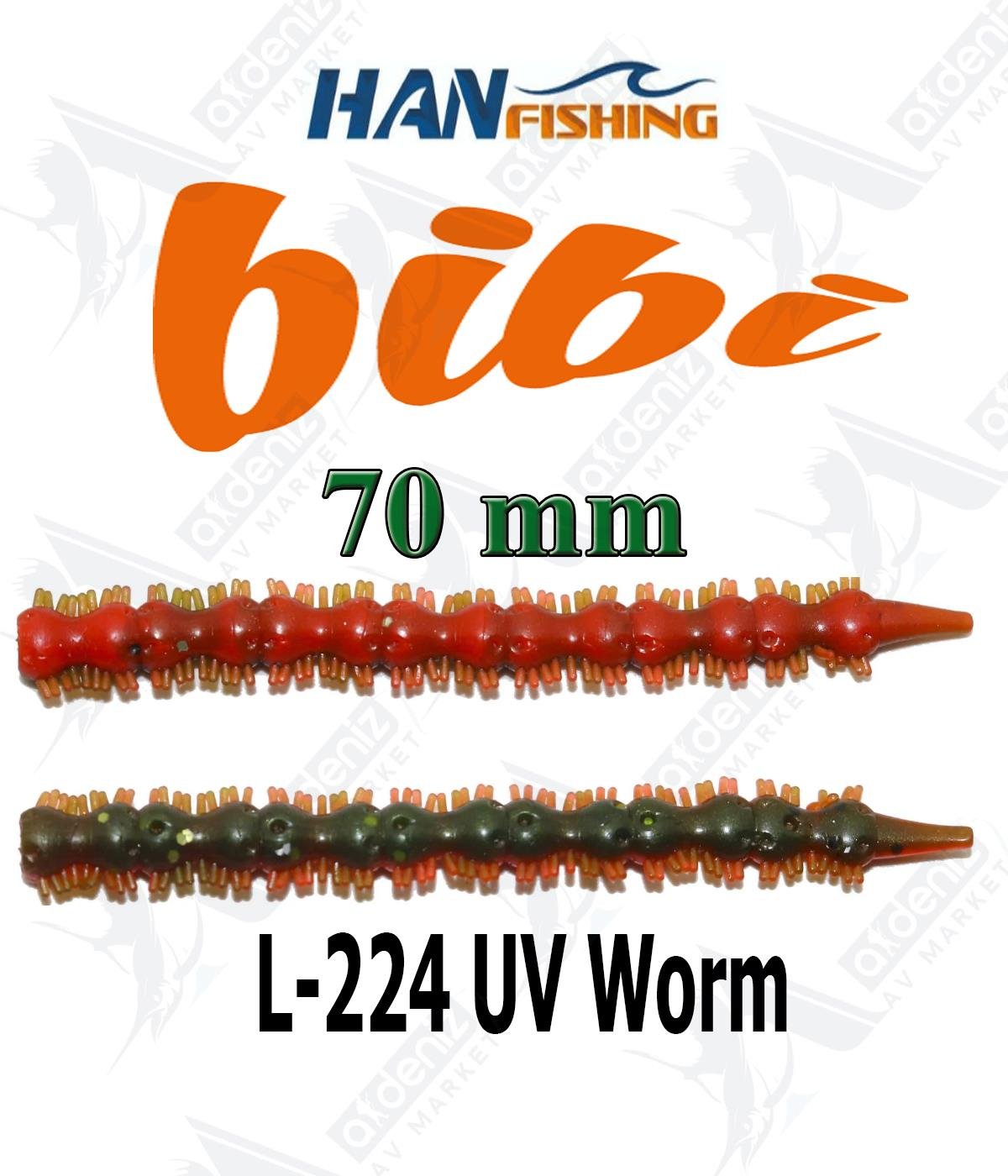 Hanfish Bibi 70 mm Lrf/Aji Silikon Kurt 18' li Paket #L-224 UV WormHAN FİSHİNG