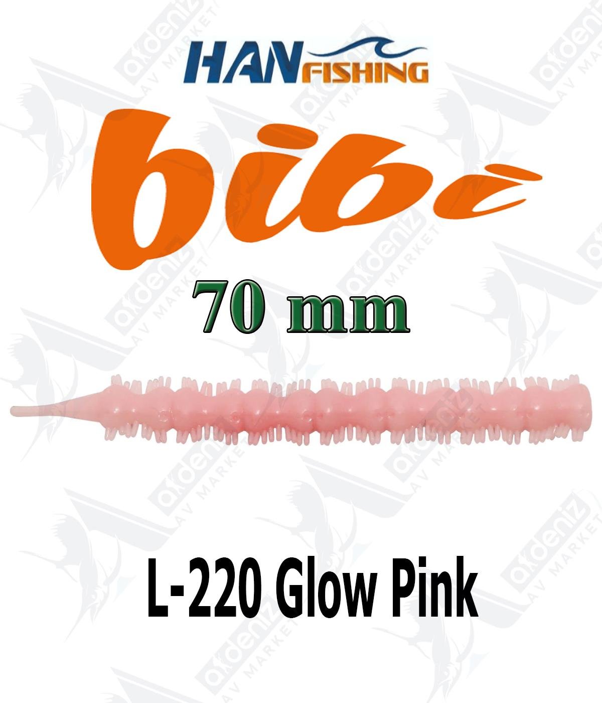 Hanfish Bibi 70 mm Lrf/Aji Silikon Kurt 18' li Paket #L-220 Glow PinkHAN FİSHİNG