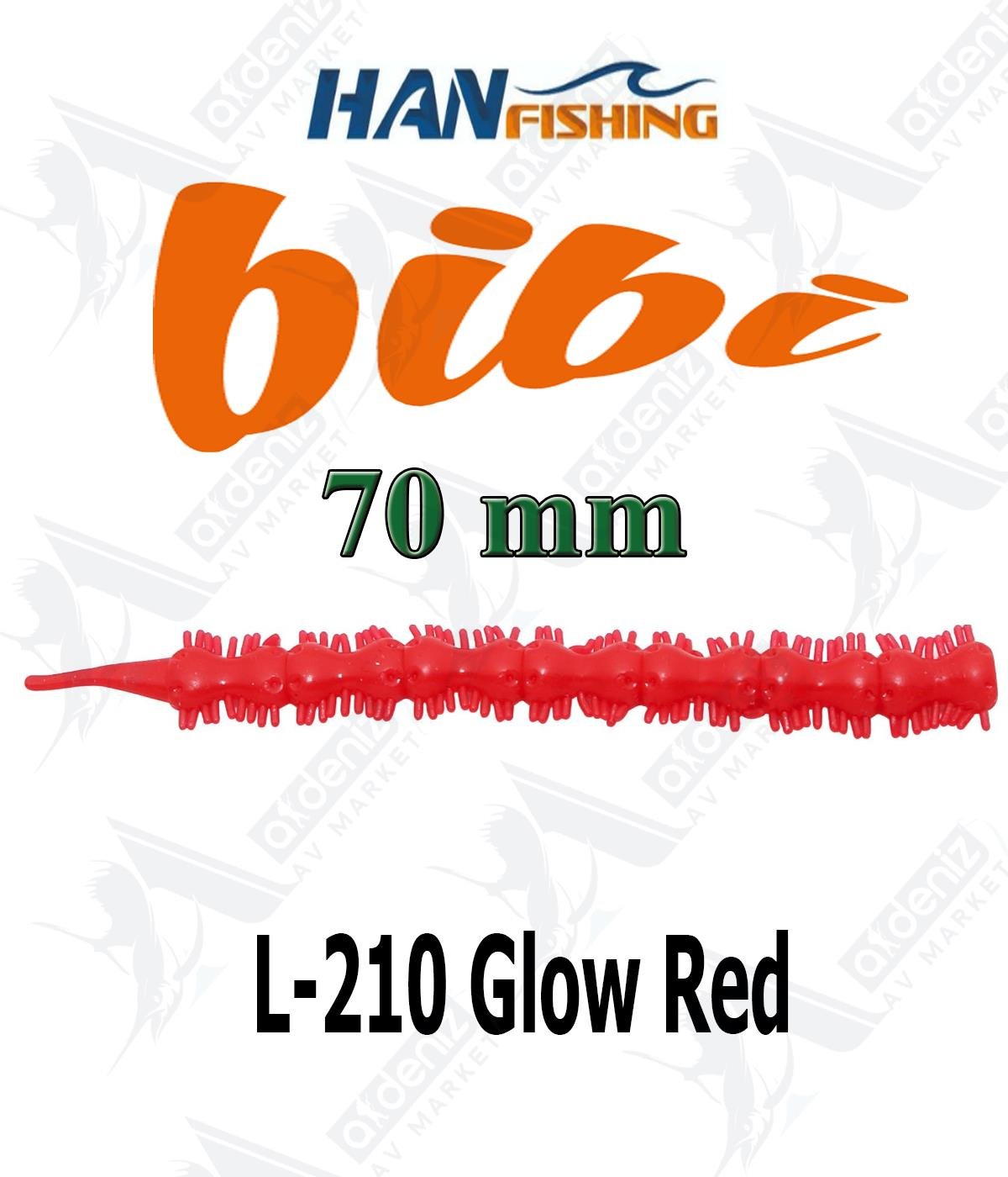 Hanfish Bibi 70 mm Lrf/Aji Silikon Kurt 18' li Paket #L-210 Glow RedHAN FİSHİNG