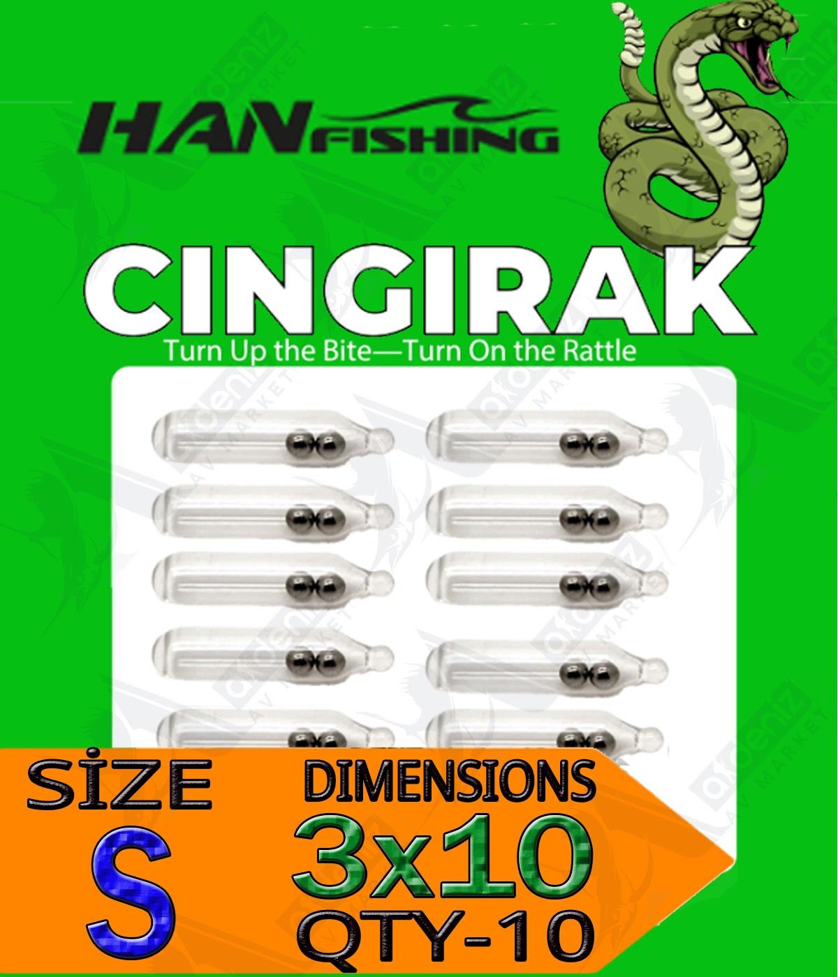 HanFish Çıngırak Ses Tüpü 10'lu Paket 3X10mm #SHAN FİSHİNG