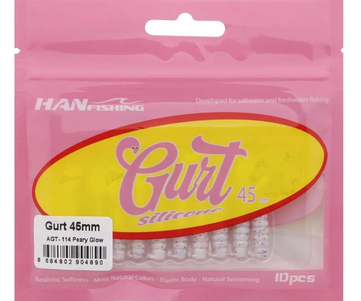 Hanfish Gurt 45 mm Orak Kuyruk Lrf/Aji Silikon Kurt 10' lu Paket #AGT-114 Peary GlowHAN FİSHİNG