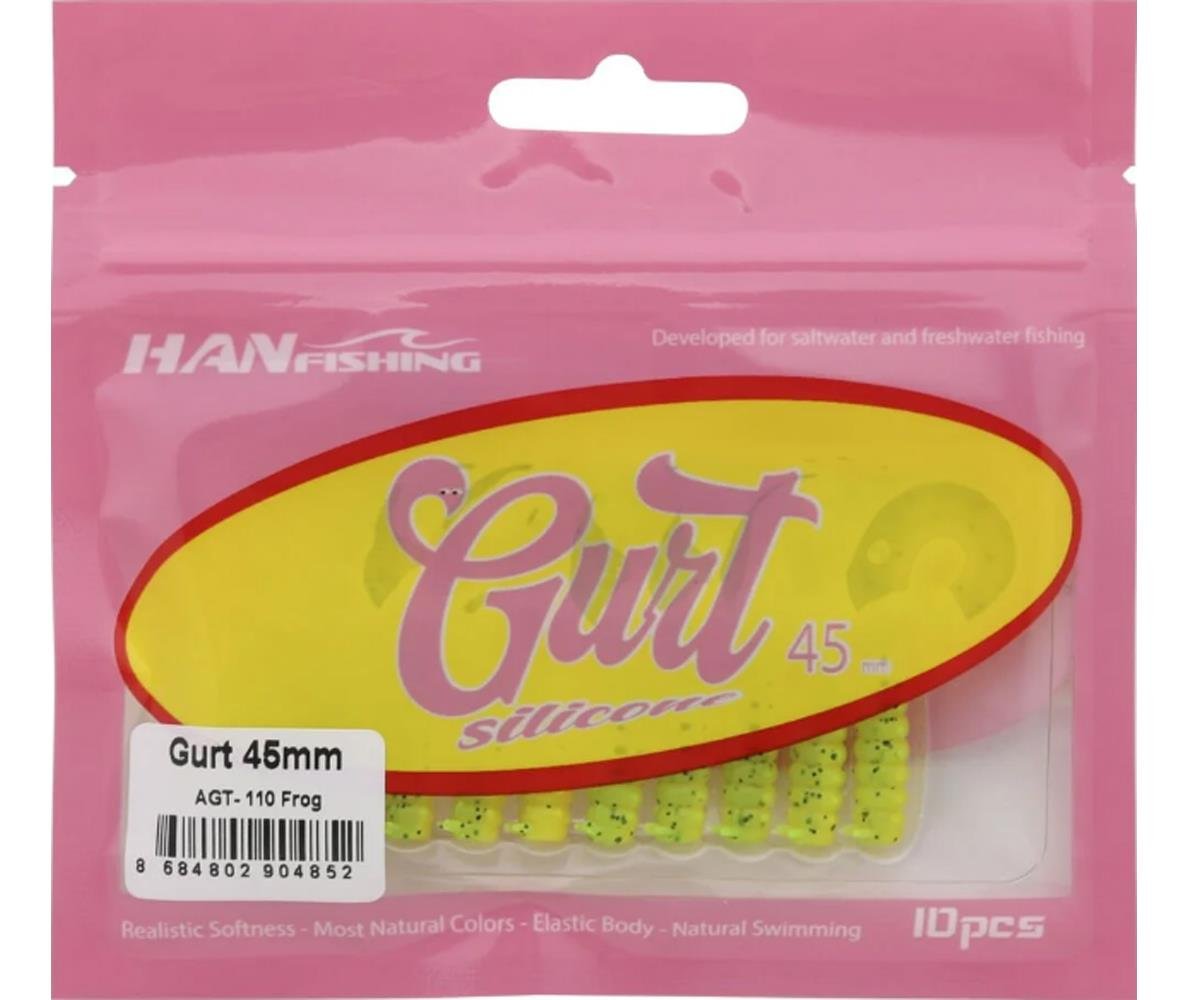 Hanfish Gurt 45 mm Orak Kuyruk Lrf/Aji Silikon Kurt 10' lu Paket #AGT-110 FrogHAN FİSHİNG