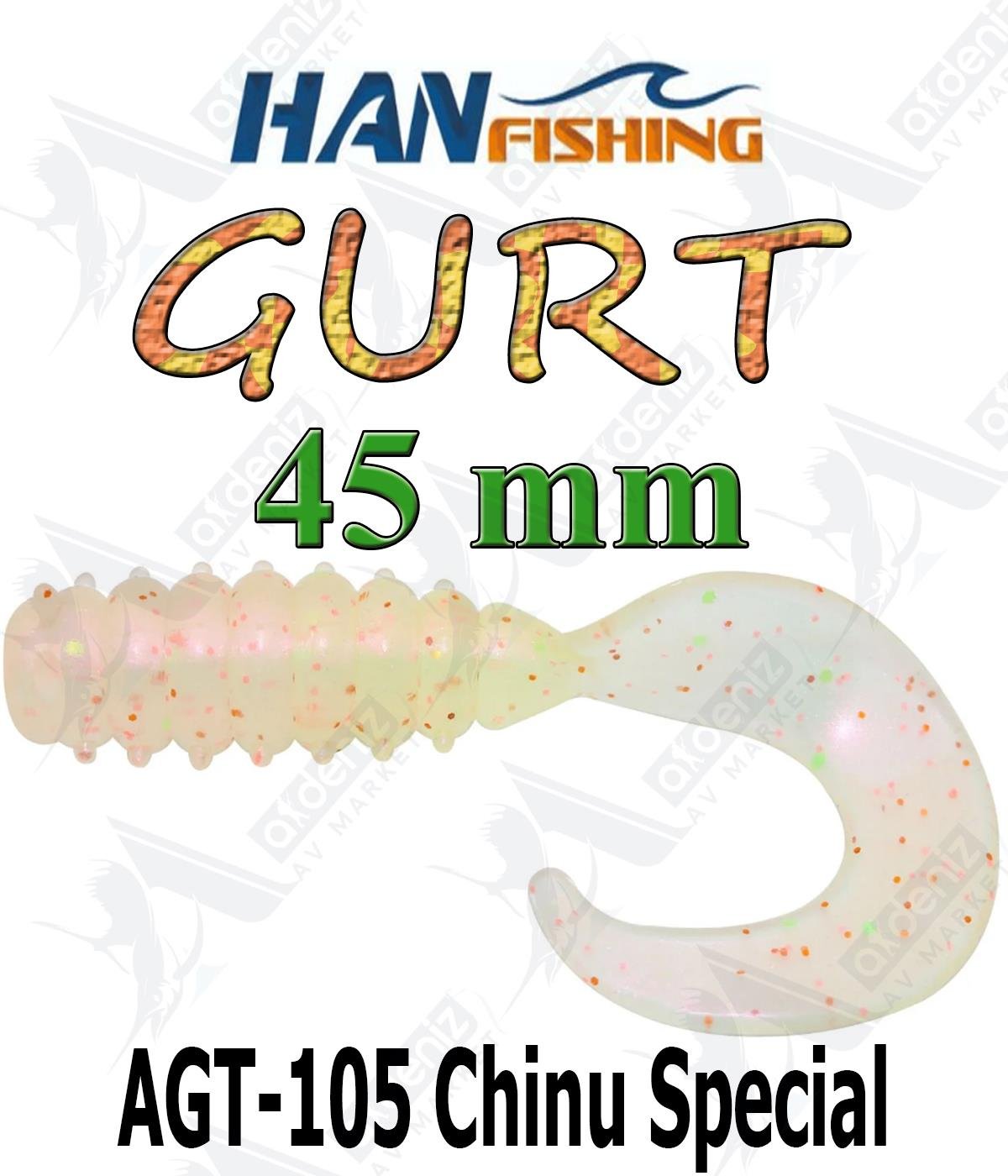 Hanfish Gurt 45 mm Orak Kuyruk Lrf/Aji Silikon Kurt 10' lu Paket #AGT-105 Chinu SpecialHAN FİSHİNG