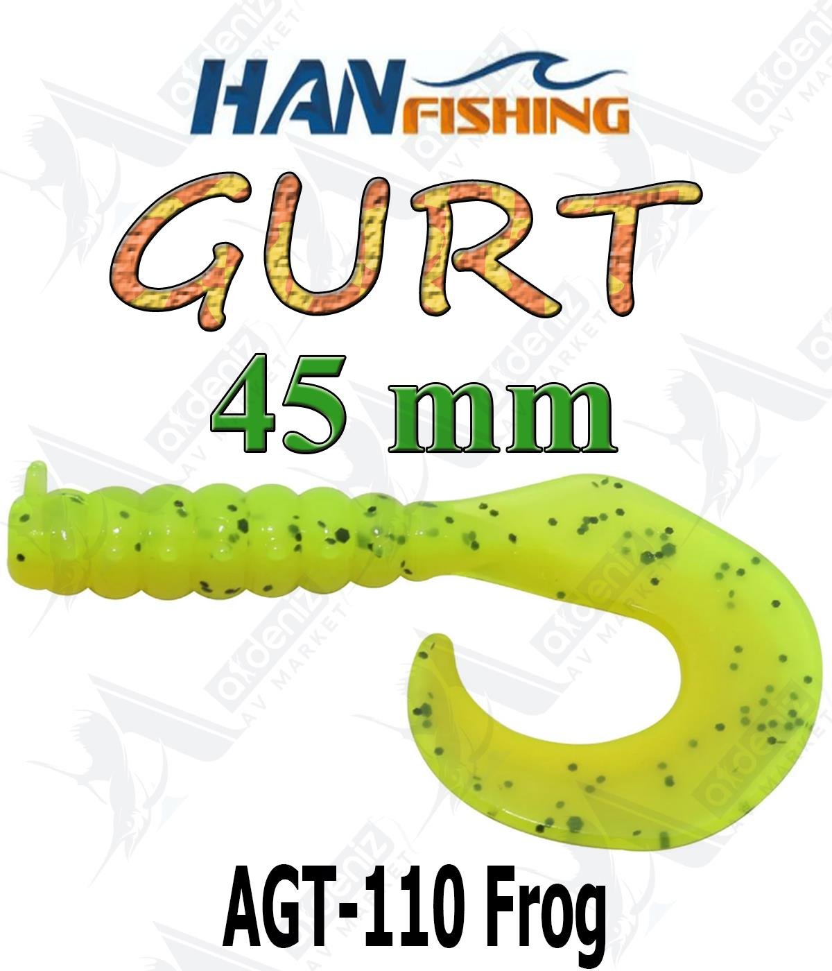 Hanfish Gurt 45 mm Orak Kuyruk Lrf/Aji Silikon Kurt 10' lu Paket #AGT-110 FrogHAN FİSHİNG