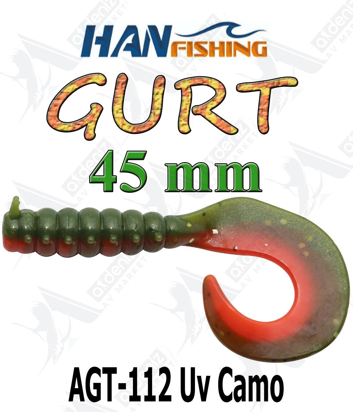 Hanfish Gurt 45 mm Orak Kuyruk Lrf/Aji Silikon Kurt 10' lu Paket #AGT-112 Uv CamoHAN FİSHİNG