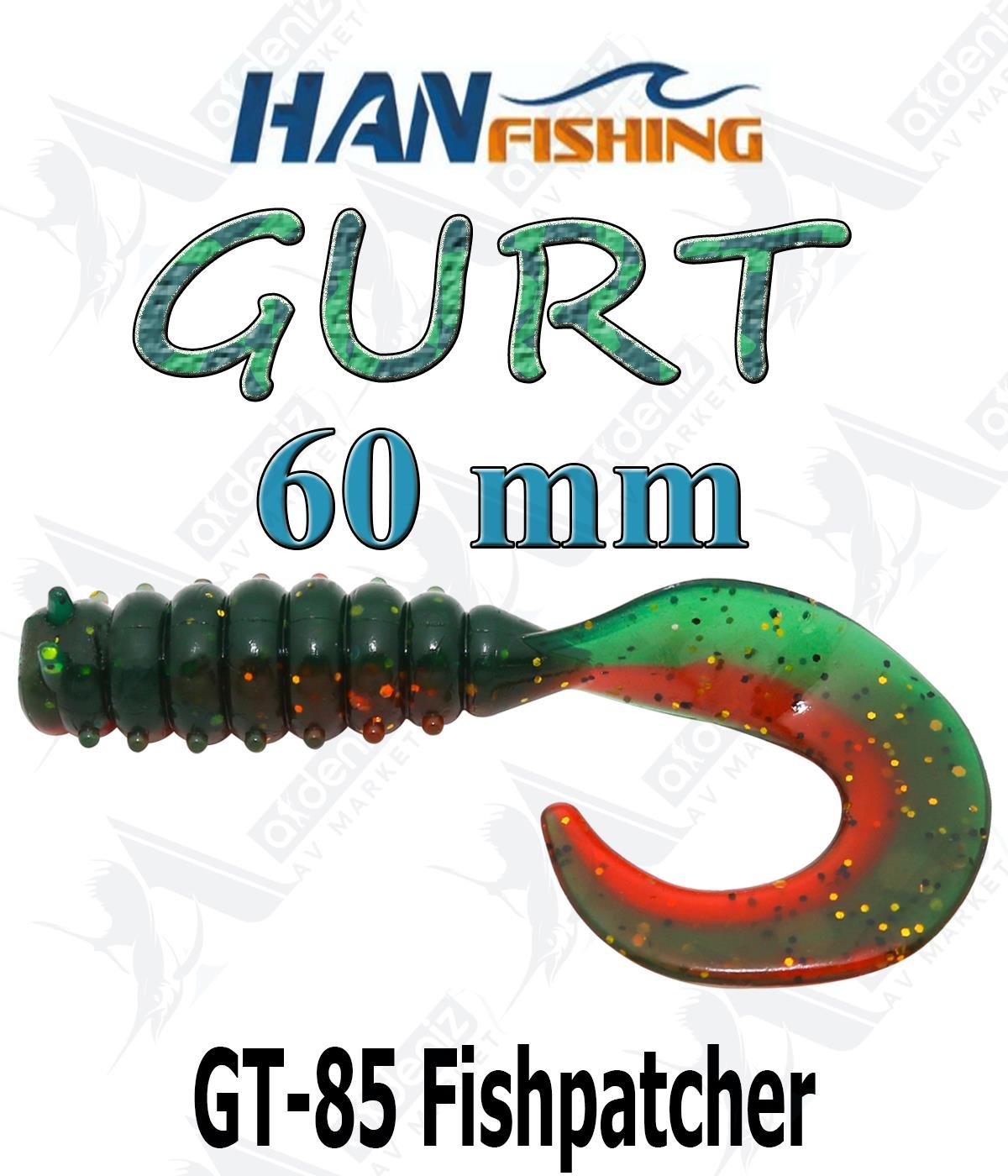Hanfish Gurt 60 mm Orak Kuyruk Lrf Silikon Kurt 8' li Paket #GT-85 FishpatcherHAN FİSHİNG