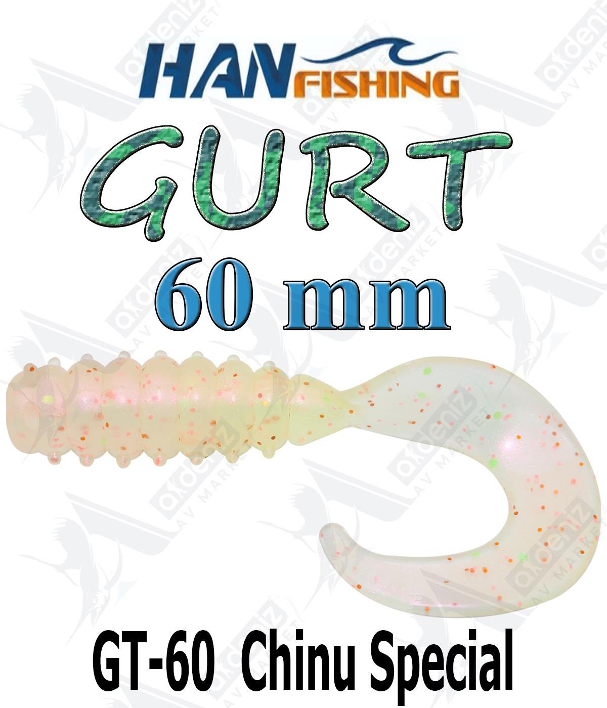 Hanfish Gurt 60 mm Orak Kuyruk Lrf Silikon Kurt 8' li Paket #GT-60 Chinu SpecialHAN FİSHİNG
