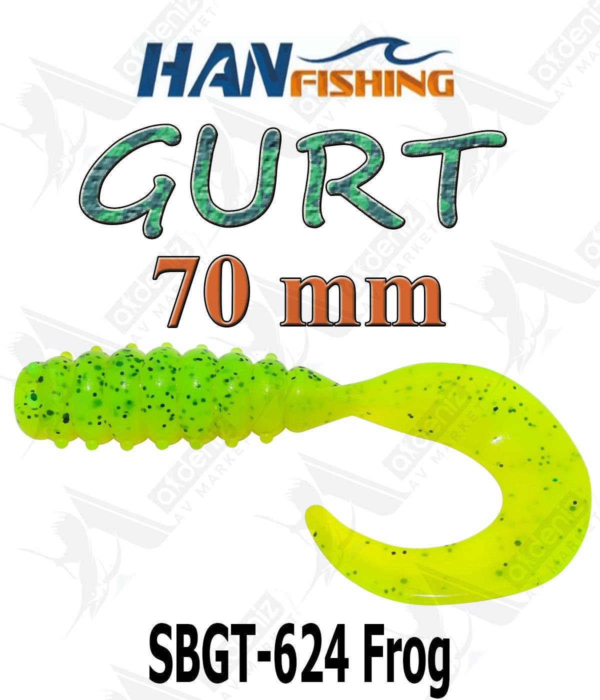 Hanfish Gurt 70 mm Orak Kuyruk Lrf-Spin Silikon Kurt 8' li Paket #SBGT-624 FrogHAN FİSHİNG
