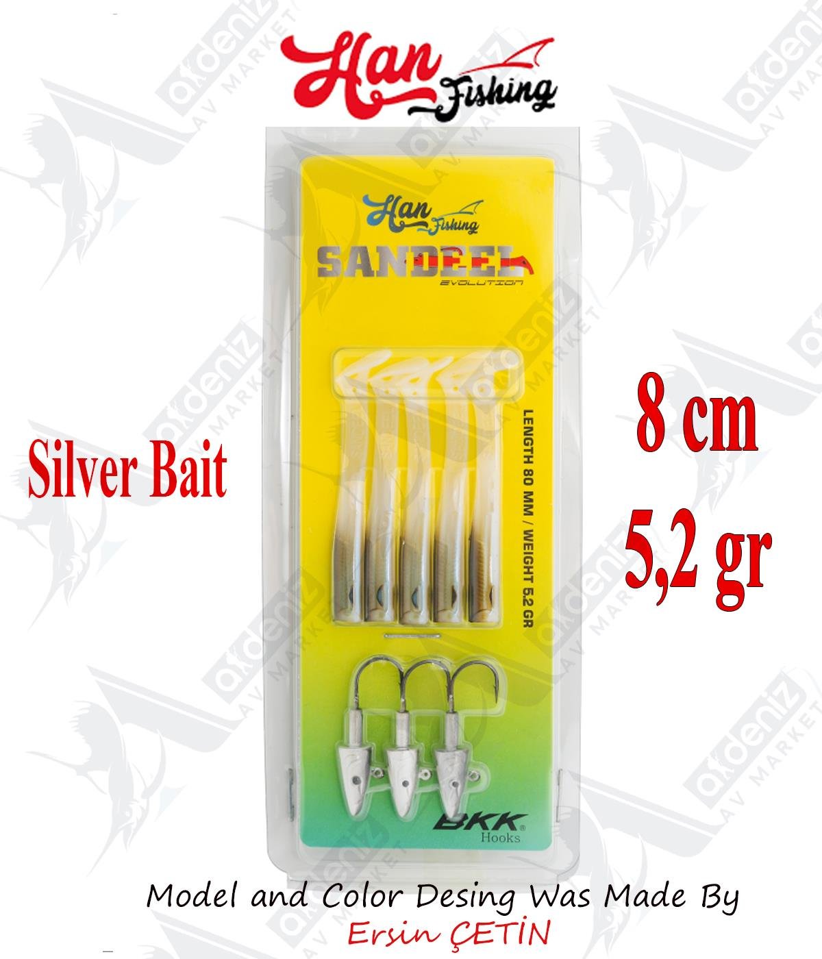 Hanfish Sandeel Silikon 80 mm #SL-808 Silver BaitHAN FİSHİNG