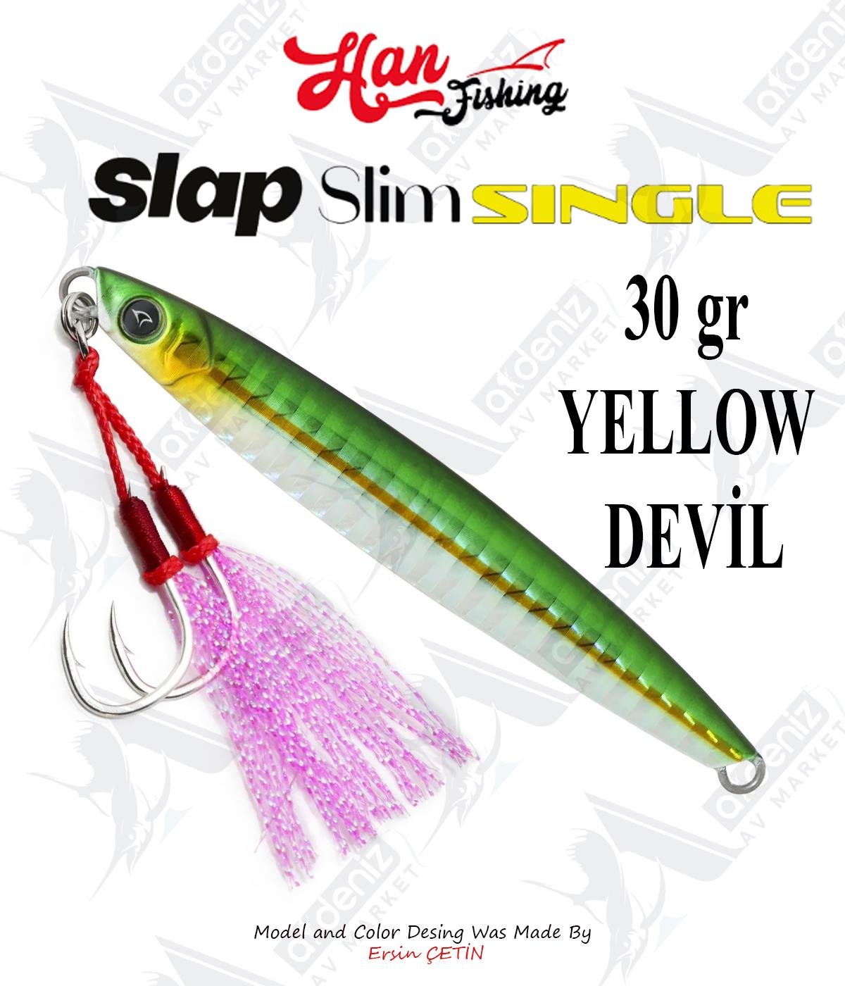 Hanfish Slap Slim Single Jigs 30 gr #Yellow DevilHAN FİSHİNG