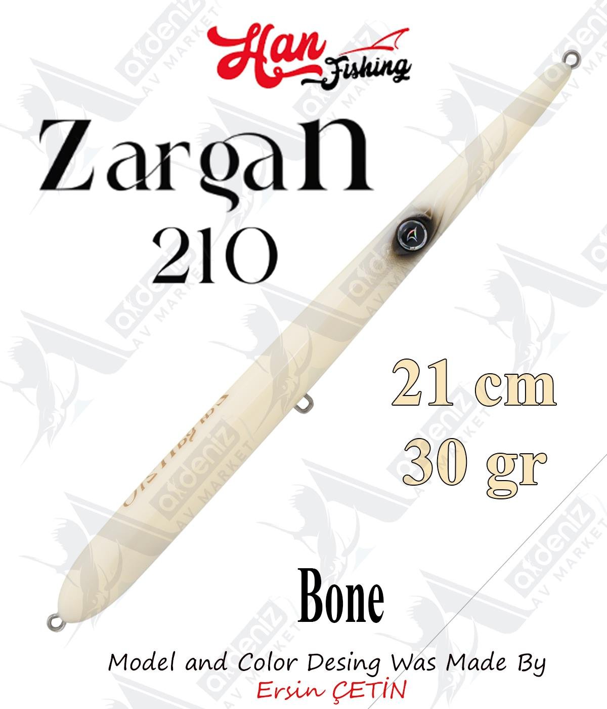 Hanfish Zargan 210mm 30gr Su Üstü Maket Balık #Z-7100 Bone.HAN FİSHİNG