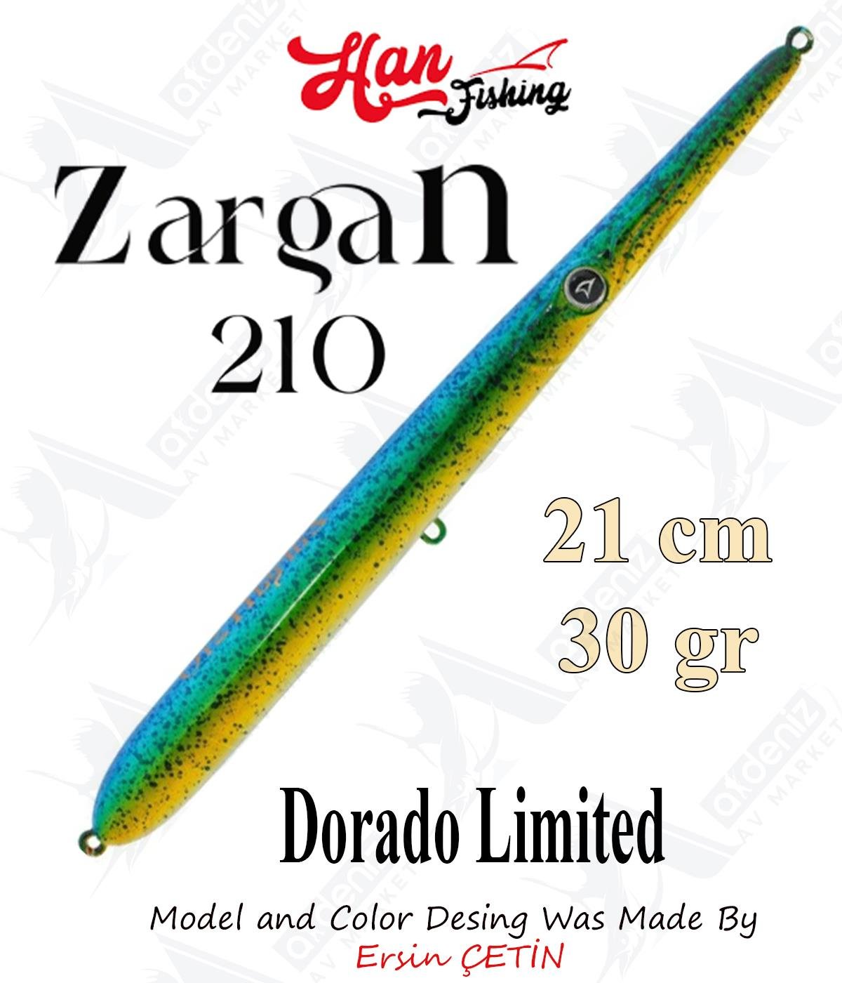 Hanfish Zargan 210mm 30gr Su Üstü Maket Balık #Z-7200 Dorado Limited.HAN FİSHİNG