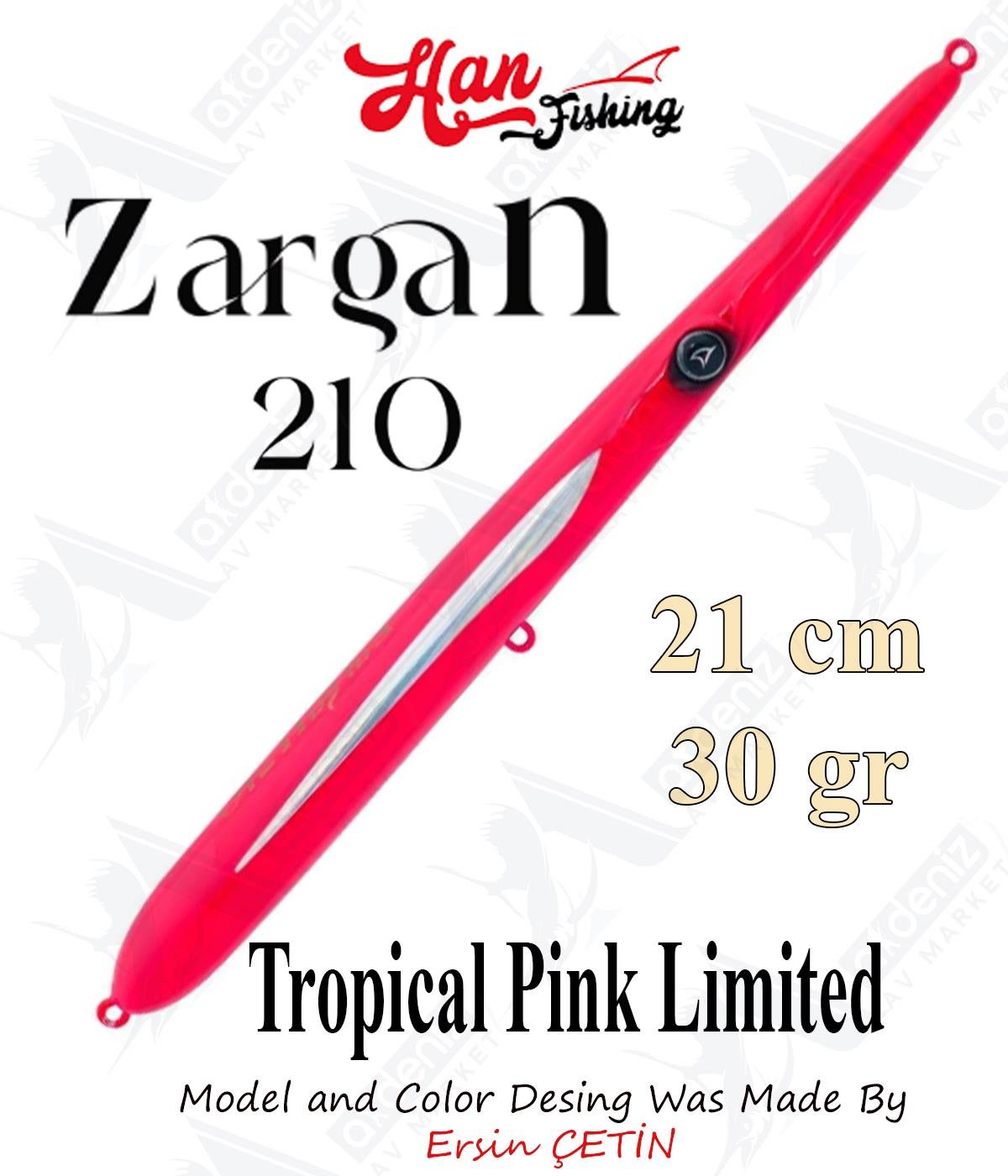Hanfish Zargan 210mm 30gr Su Üstü Maket Balık #Z-7220 Tropical Pink.HAN FİSHİNG