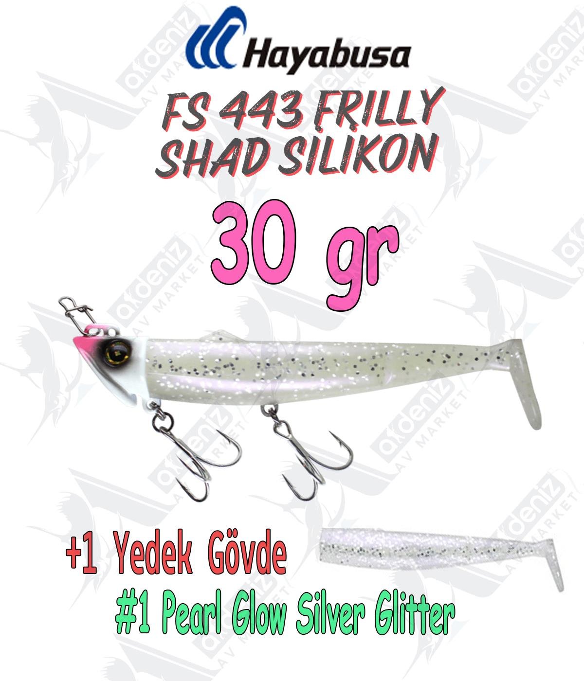 Hayabusa Frilly Shad FS 443 Silikon Sahte Balık 30gr Color:1 Pearl Glow Silver GlitterHAYABUSA