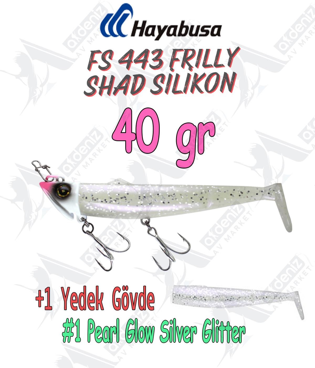 Hayabusa Frilly Shad FS 443 Silikon Sahte Balık 40gr Color:1 Pearl Glow Silver GlitterHAYABUSA