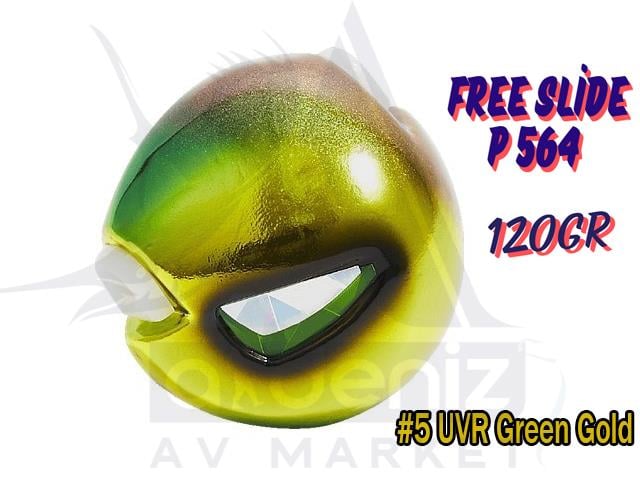 Hayabusa P 564 Tai Rubber Free Slide SF Head 120gr Jig Suni Yem #5 UVRGreen GoldHAYABUSA