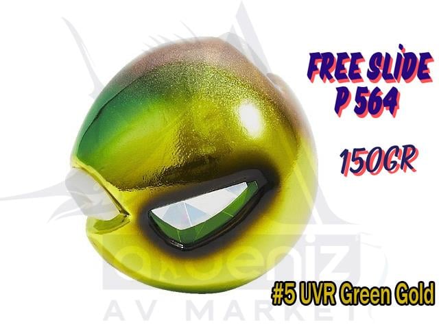 Hayabusa P 564 Tai Rubber Free Slide SF Head 150gr Jig Suni Yem #5 UVRGreen GoldHAYABUSA