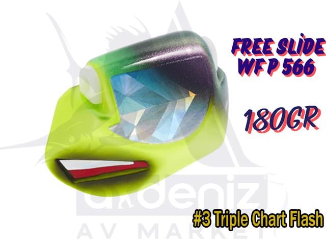 Hayabusa P 566 Tai Rubber Free Slide WF Head 180gr Jig Suni Yem #3 Triple Chart FlashHAYABUSA