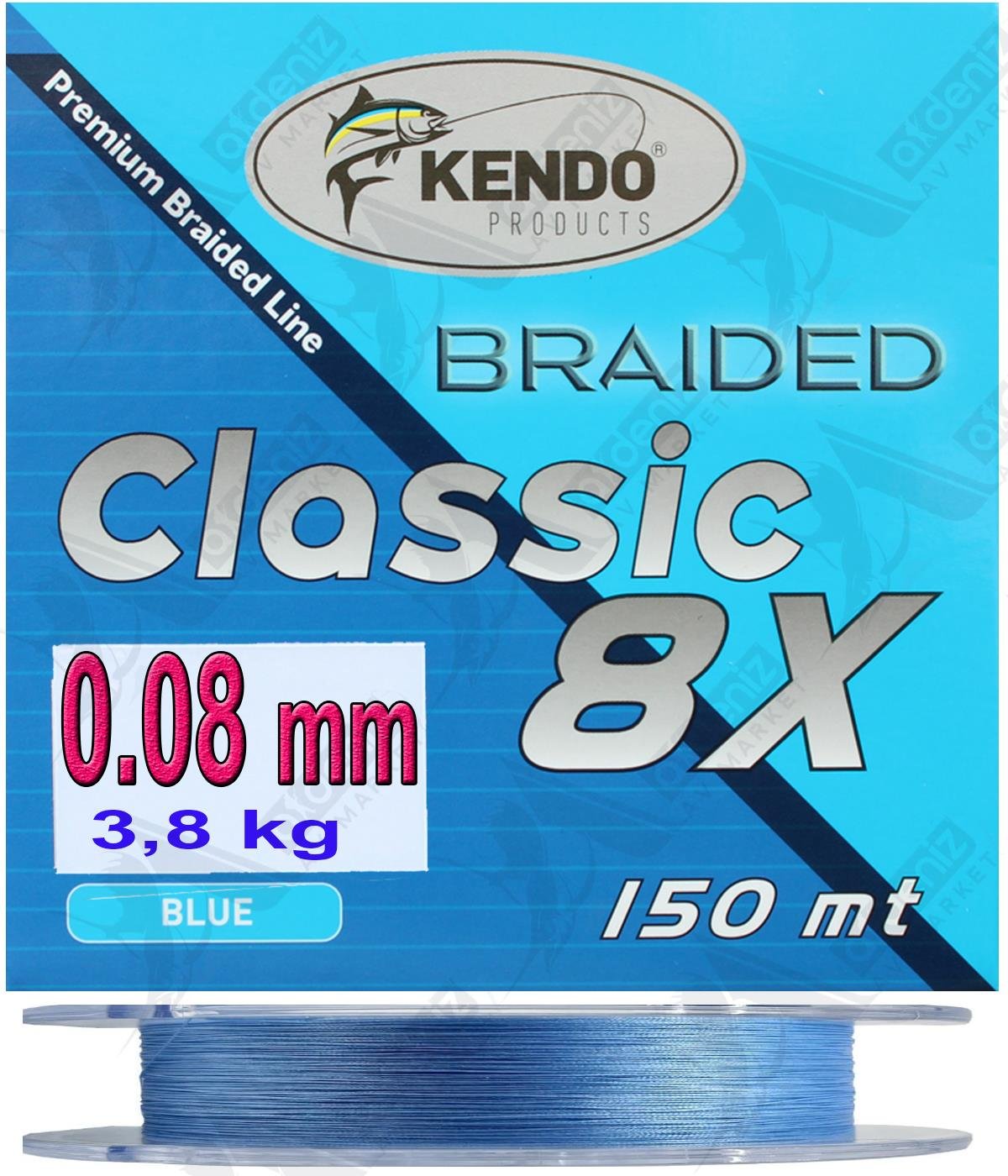 Kendo Classic 8X 0.08 mm 150m Blue Örgü İp MisinaKENDO