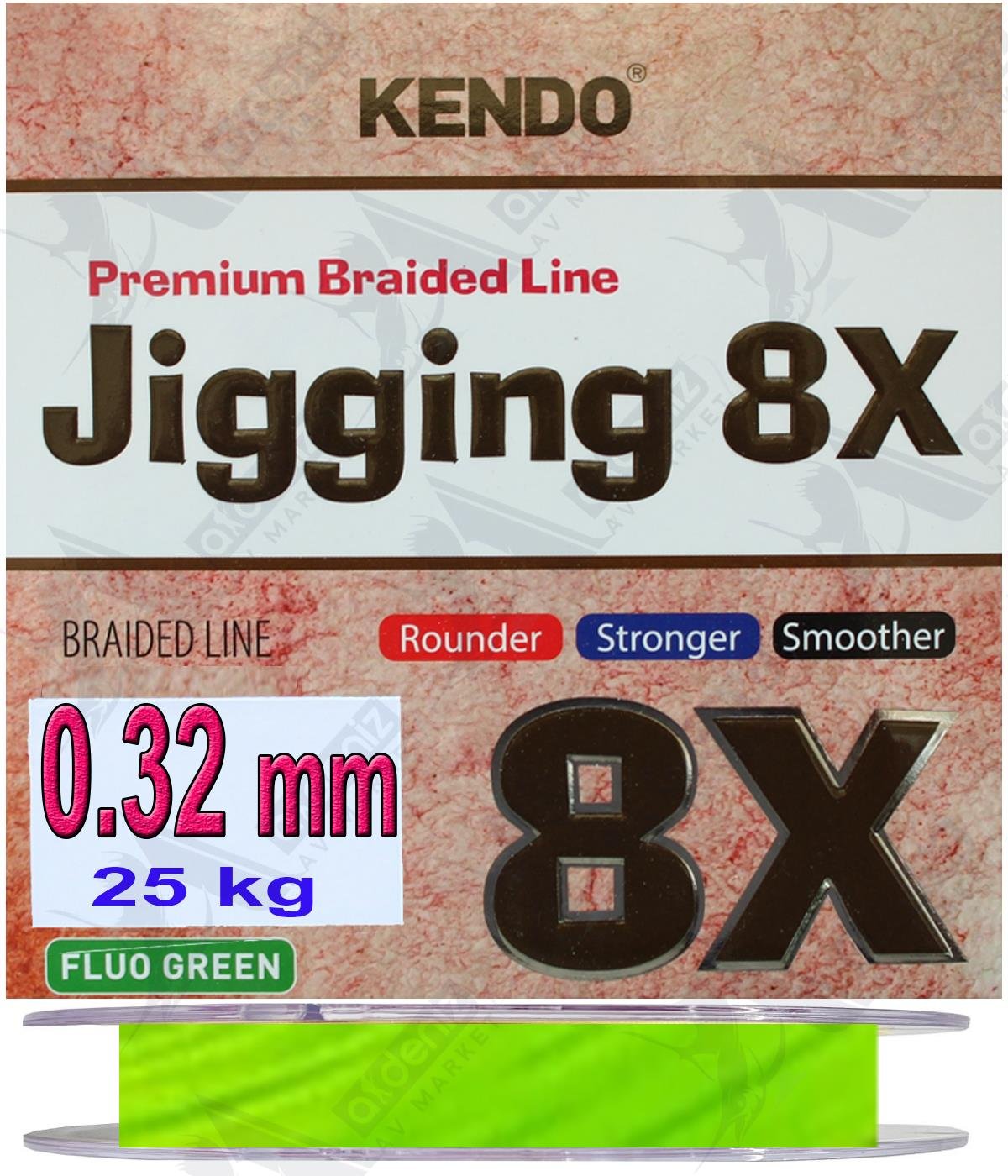 Kendo Jigging 8x Flash 0.32 mm 300 mt Örgü İp Misina #Fluo Green.KENDO