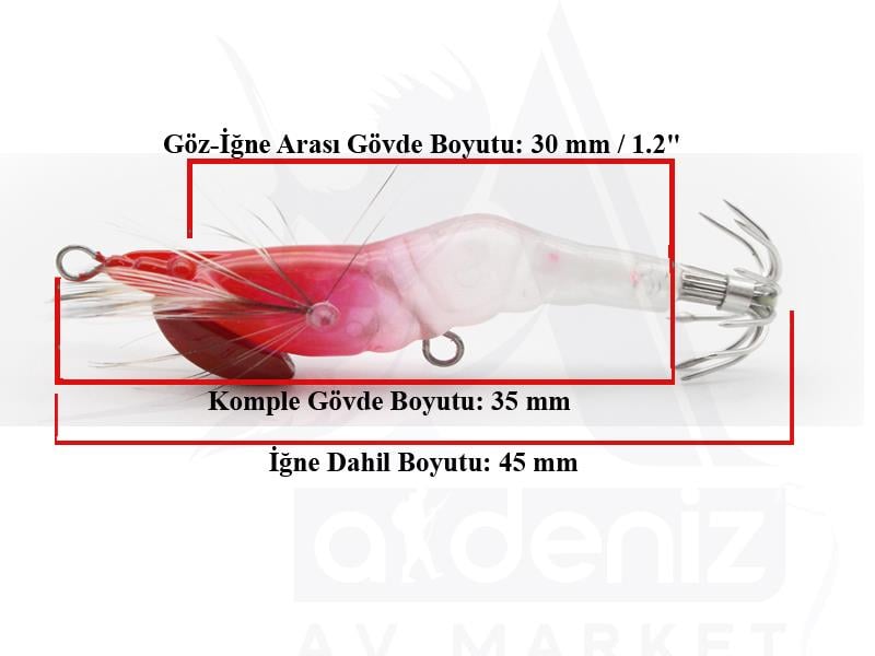 Little Jack Hanebix Squid Kalamar Zokası 35 mm 2 gr #07 Clear Red Head Glow