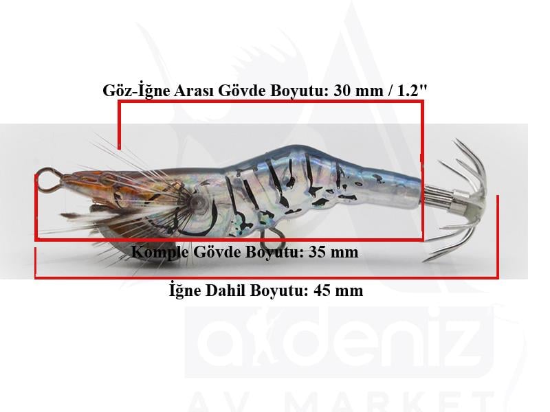 Little Jack Hanebix Squid Kalamar Zokası 35 mm 2 gr #04 UV Orange Blue Shrimp