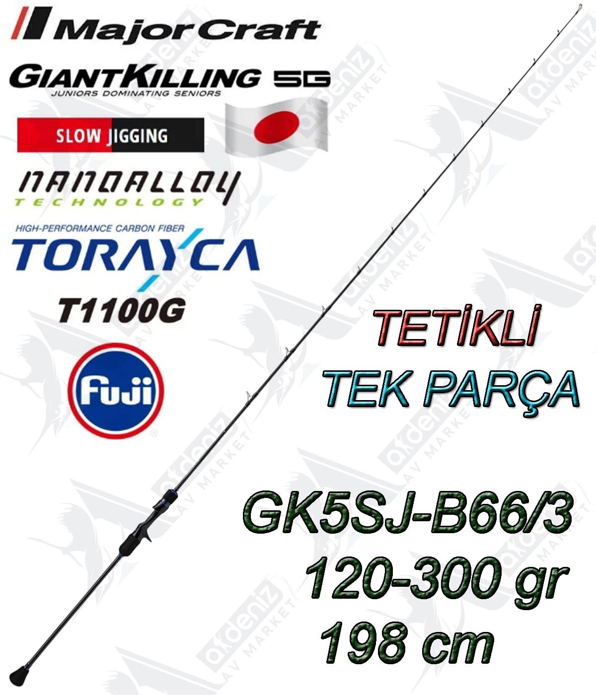 Major Craft New Giant Killing 5G GK5SJ-B66/3 Slow Jigging Kamış 120-300gr 198cm (Tetikli-Tek Parça)MAJOR CRAFT