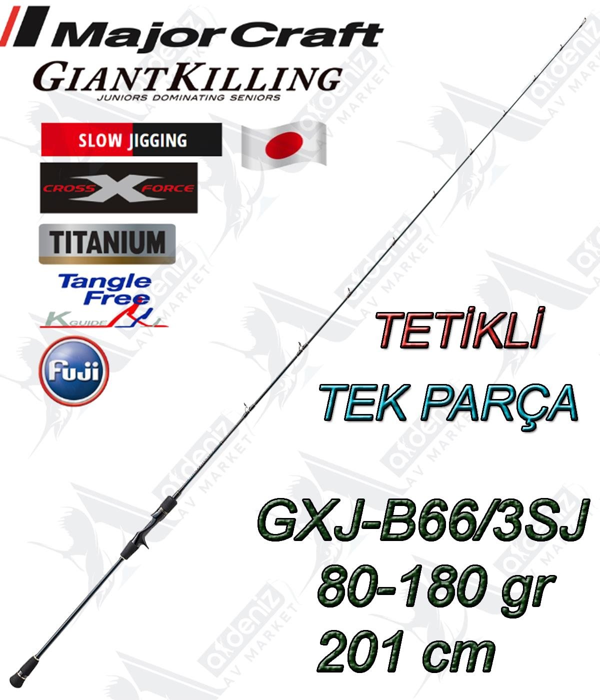 Major Craft New Giant Killing GXJ-B66/3SJ Slow Jigging Kamış 80-180gr 201cm (Tetikli-Tek Parça)MAJOR CRAFT