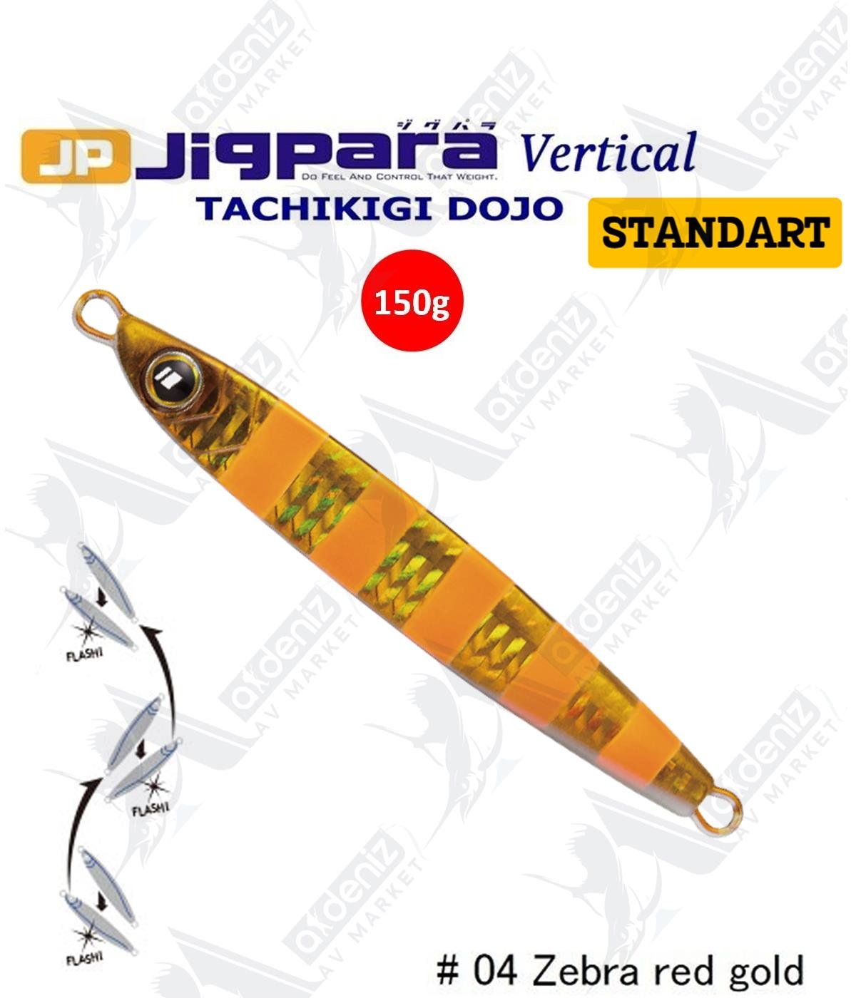 MC Major Craft Jigpara Vertical Tachikigi Dojo Standart TJD-ST-150 gr Jig Yem #Zebra Red Gold 004MAJOR CRAFT