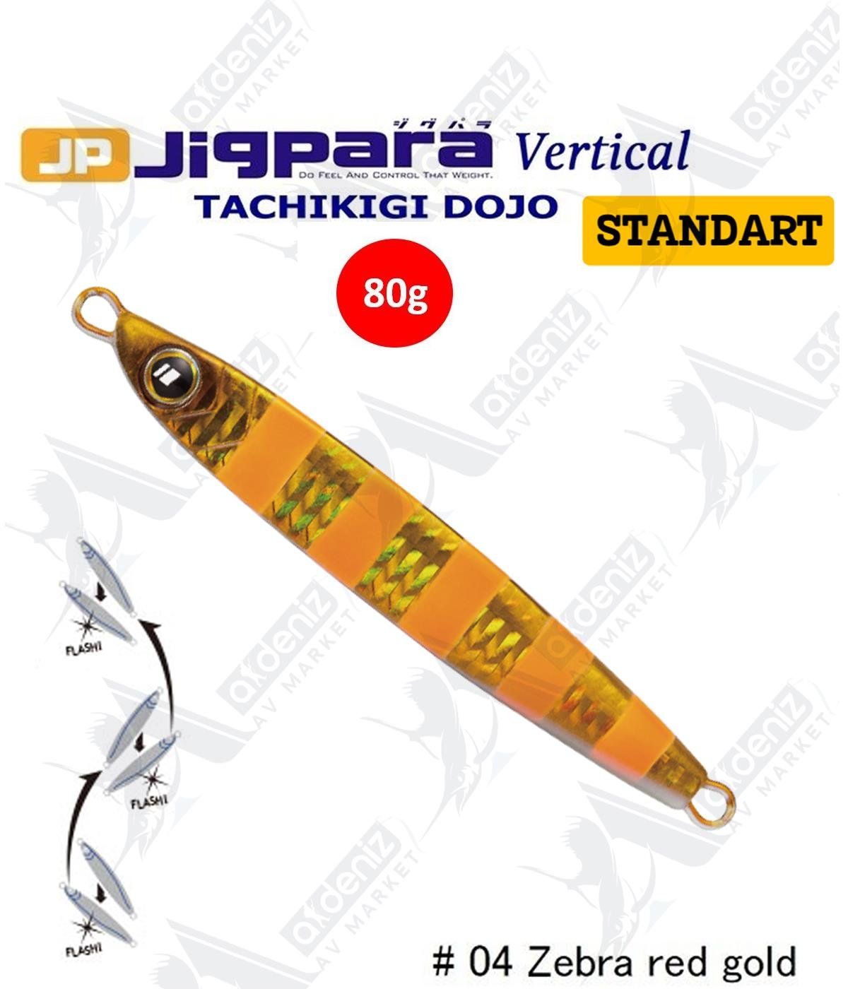 MC Major Craft Jigpara Vertical Tachikigi Dojo Standart TJD-ST-80 gr Jig Yem #Zebra Red Gold 004MAJOR CRAFT
