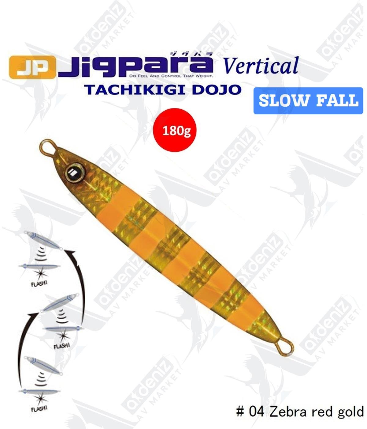 MC Major Craft Jigpara Vertical Tachikigi Dojo Slow TJD-SLOW-180 gr Jig Yem #Zebra Red Gold 004MAJOR CRAFT